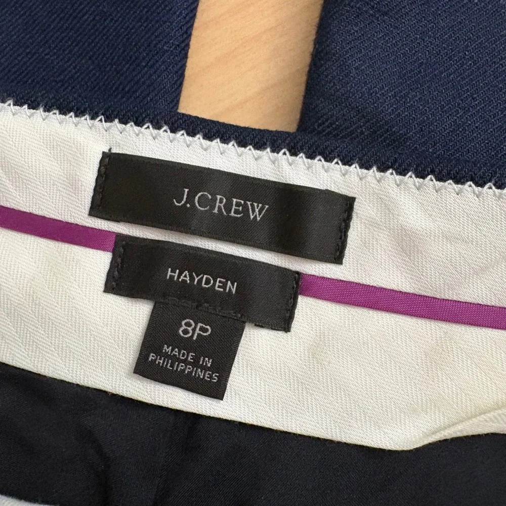 J CREW Hayden Kickout Crop Pant In Stretch Linen Navy‎ Blue Sie 8P